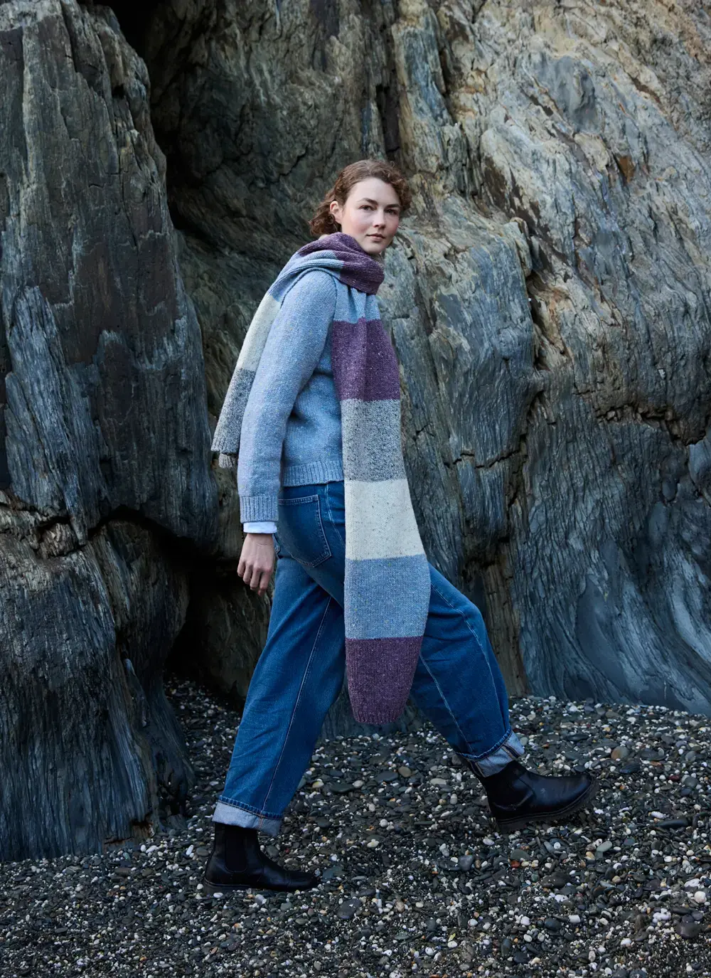 Fisherman Donegal Fleck Color Block Scarf 